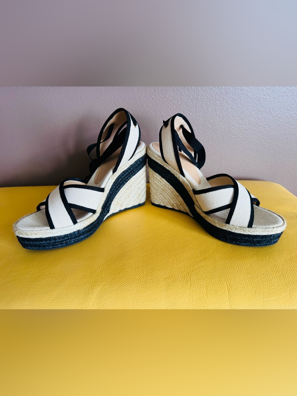 Castaner Hiedra Two-Tone Canvas Espadrille Wedge Sandals in Beige&Black/ 8/NWT - Picture 5 of 16